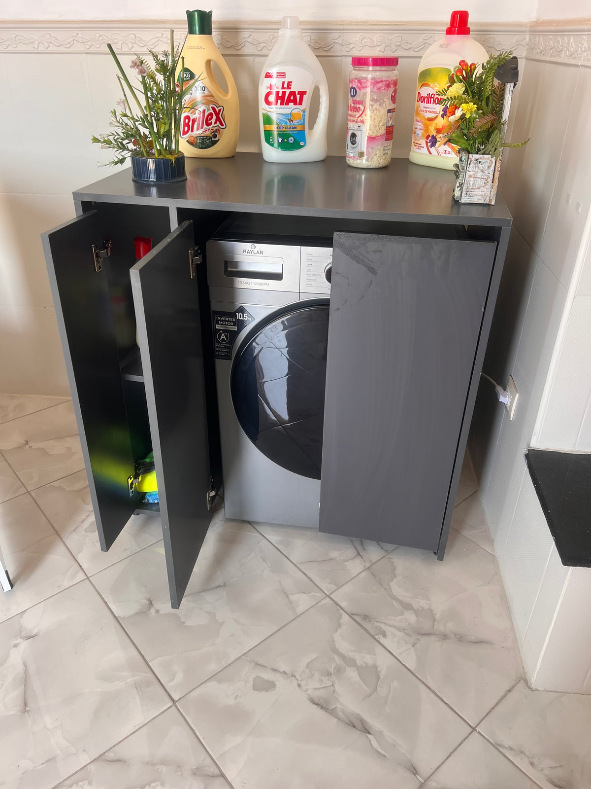 غطاء آلة الغسيل🔥 WashSpace 2 Rangement Machine à laver Avec Porte 90x60x90cm