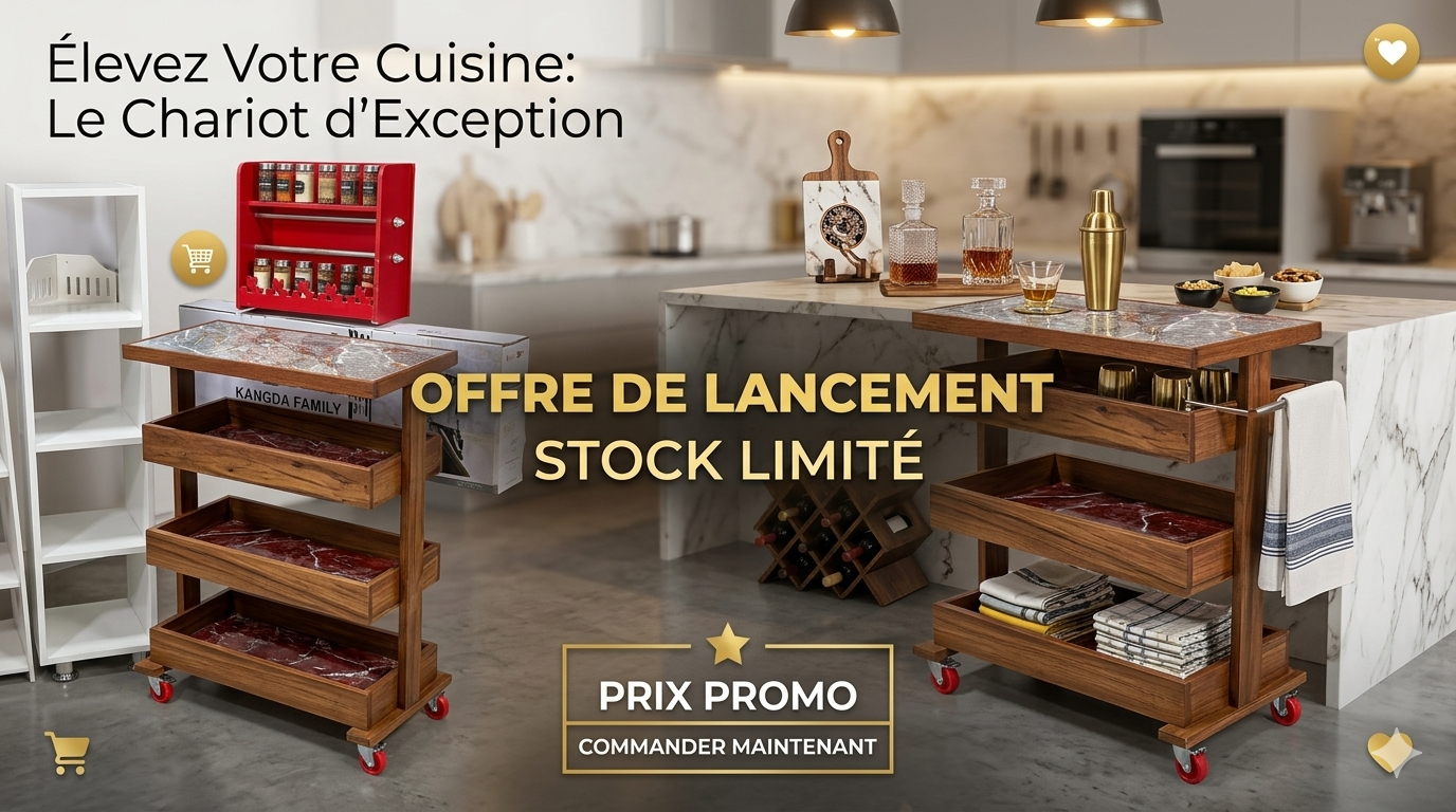 Chariot Légumes Doublè (6) BAG 92X62X32 CM BOIS ROUGE  / عربة خضروات خشب أحمر برو 6