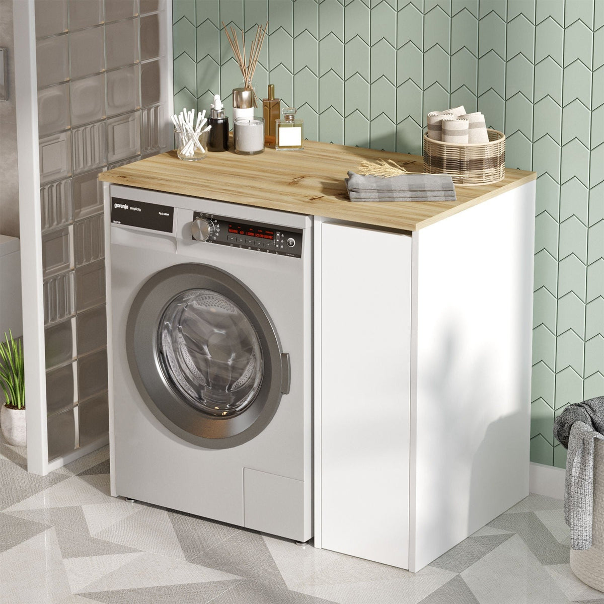 WashSpace🔥✅ Meuble Rangement Machine رف احترافي لغسالة الملابس