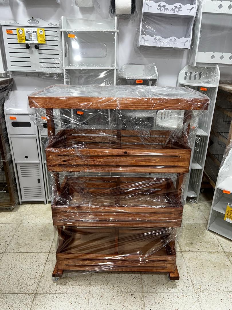Chariot Légumes Doublè (6) BAG 92X62X32 CM BOIS ROUGE  / عربة خضروات خشب أحمر برو 6