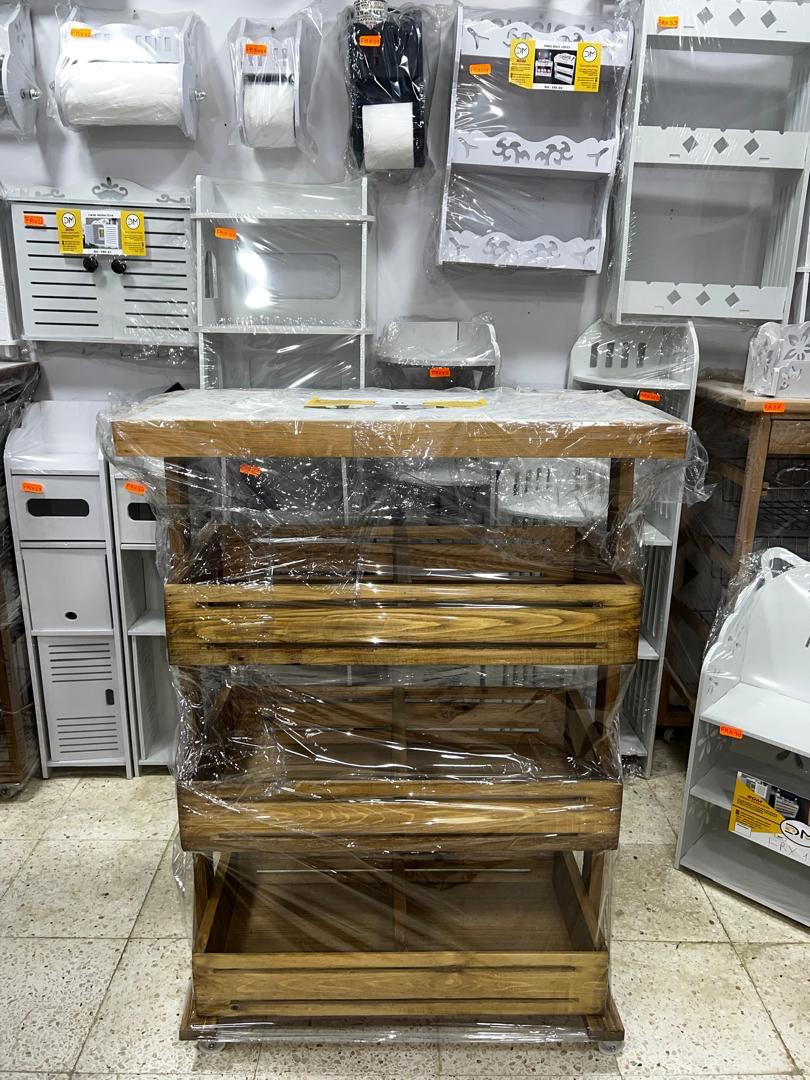 Chariot Légumes Doublè (6) BAG 92X62X32 CM BOIS ROUGE  / عربة خضروات خشب أحمر برو 6
